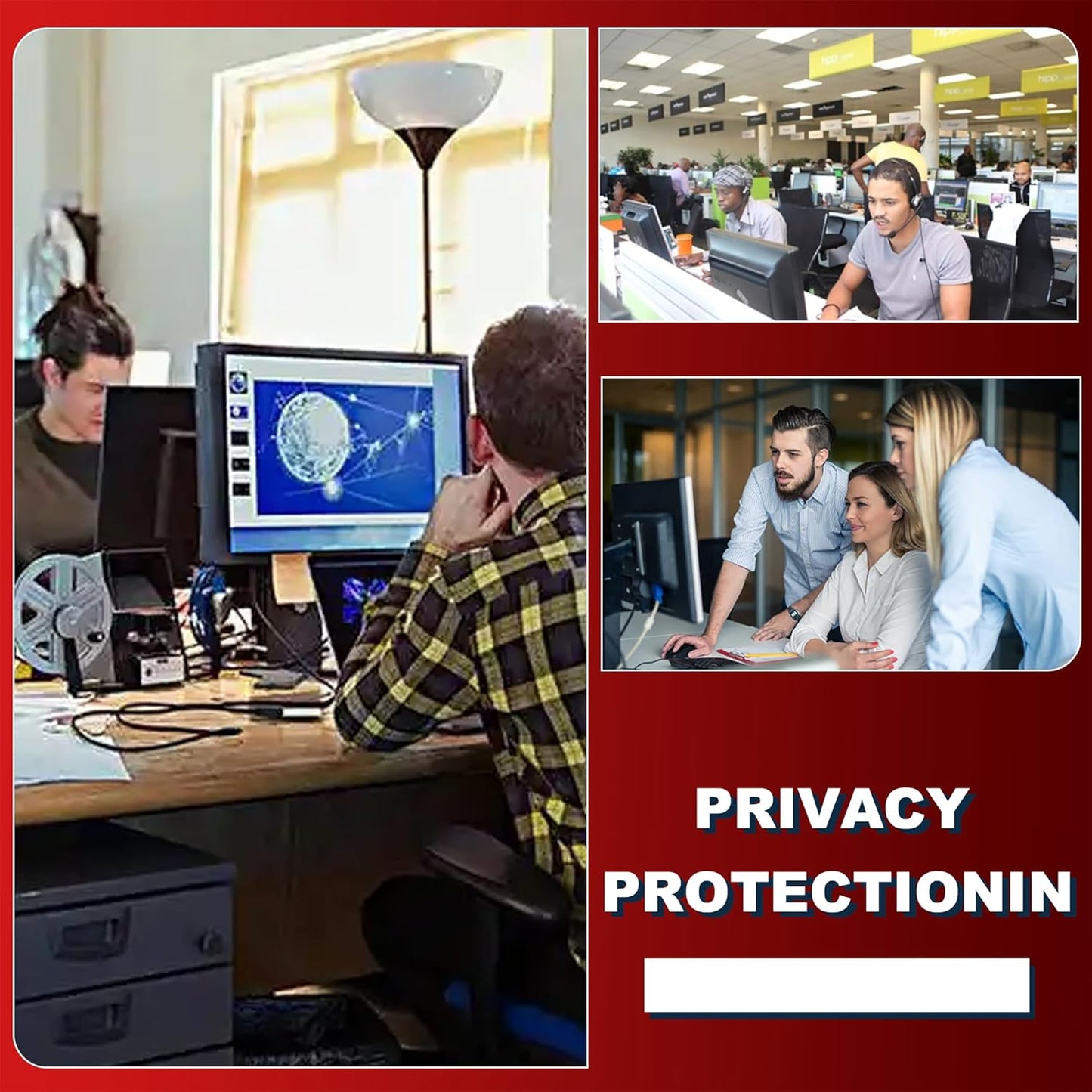 [2-Pack] 24 Inch Computer Privacy Screen Filter (16:9 Aspect Ratio) - Removable, Anti Glare & Blue Light Blocking, Compatible with HP Dell ASUS Acer Samsung Monitors