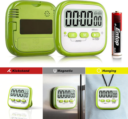 Antonki 2 Pack Classroom Timers for Kids Teachers, Magnetic Countdown Digital Kitchen Timer for Cooking, Study, Exercise, Games, Time Mangement - Loud/Silent Mode - Battery Included