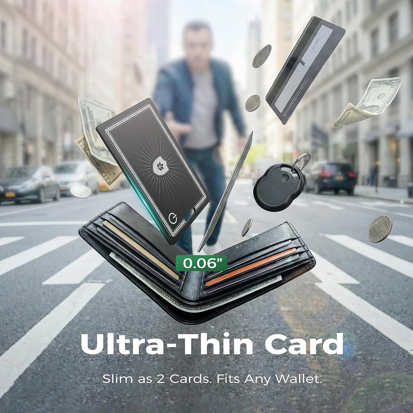 Wallet Tracker Card for Apple Find My (iOS Only, Apple MFi Certified) -Ultra Slim Rechargeable Bluetooth GPS Tracker,5-10 Years Staying Power,Item Locator for Wallet,Key Finder,Bags,Luggage(1-Pack)