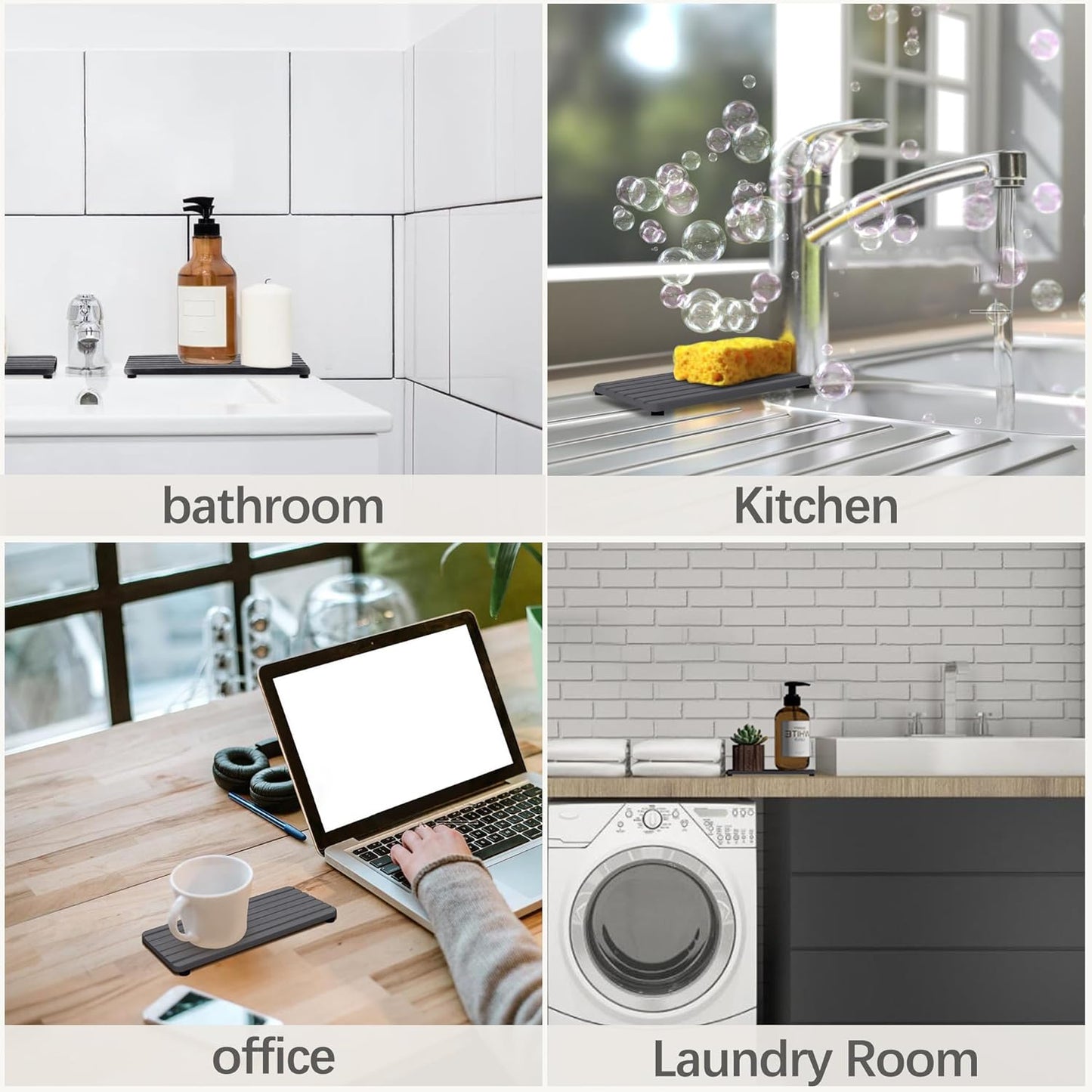 NiuYichee 2 PCS Water Absorbent diatomite Coasters, 8.3" x 4" Water Absorbing Stone Tray for Sink, Stone Drying mat for Kitchen Counter, Stone soap Tray Used for Hand Soaps & toiletries & Plants