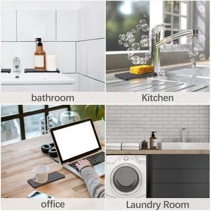 NiuYichee 2 PCS Water Absorbent diatomite Coasters, 8.3" x 4" Water Absorbing Stone Tray for Sink, Stone Drying mat for Kitchen Counter, Stone soap Tray Used for Hand Soaps & toiletries & Plants