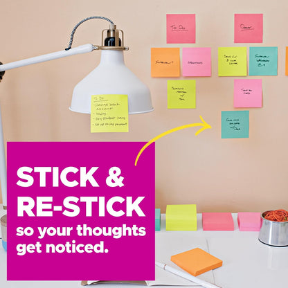Post-it Super Sticky Dispenser Pop-up Notes, 12 Sticky Note Pads, 3 x 3 in., 2X The Sticking Power, New Year Organization or Second Semester School Supplies, Canary Yellow