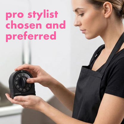 Colortrak 60 Minute Wind Up Timer, Salon Hair Color Processing Timer, Mechanical Visual Countdown for Chemical Services, Tanning, Kitchen, and Kids Activities, No Batteries Required, Black