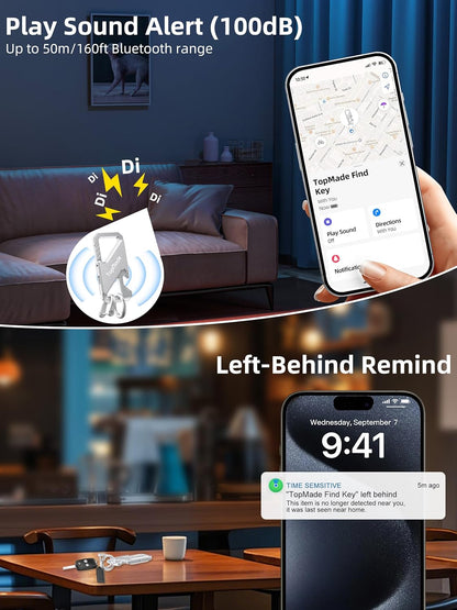 Keychain, Works with Apple Find My, Heavy Duty Key Chains Carabiner Bottle Opener, Car Key Finder with GPS Tracker, Rechargeable Bluetooth Key FinderTracker for Luggage, Bags, Backpack etc, Black