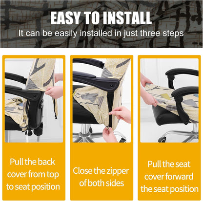 Smiry Stretch Printed Office Chair Armrest Covers, 2 Pcs Soft Fit Removable Washable Computer Desk Chair Arm Covers Protector, Black