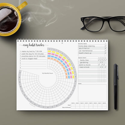 321Done Habit Tracker Calendar, Made in USA - 12 Months Wall Hanging Productivity Journal 8.5x11, Spiral Binding Undated Motivational Monthly Planner to Track Habits and Goals