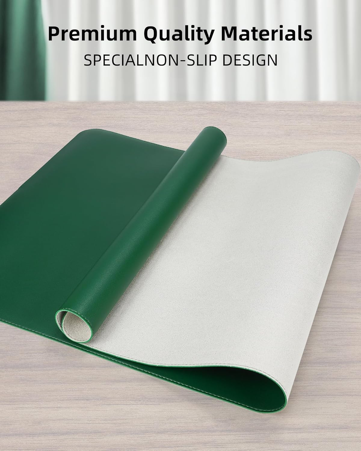 AFIING Desk Pad Protector 23.6" x 13.7" - Non-Slip Waterproof PU Leather Desk Mat for Mouse, Keyboard, Laptop, Office and Home Workspace (Beige)
