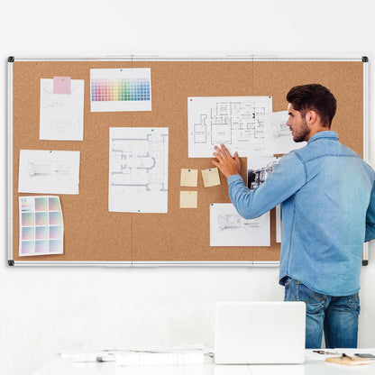 Bulletin Board 36 x 48, Silver Aluminium Framed 4x3 Large Wall Mounted Cork Office Notice Pin Board