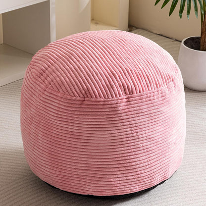 HIGOGOGO Round Stuffed Pouf Ottoman, Corduroy Poufs with Foam Chunk Filling, Furry and Fluffy Pouf Foot Stool Storage Ottoman, 20 X 15 Floor Poufs Foot Rest for Living Room, Dark Grey