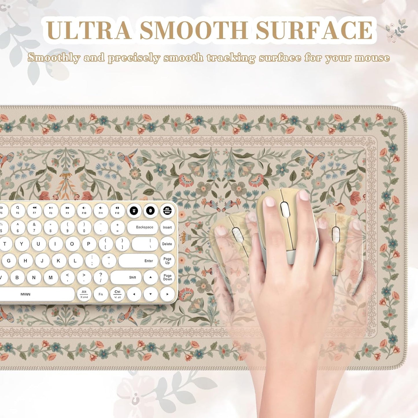 iCasso Desk Mat for Keyboard and Mouse, Large Mouse Pad, Desk Pad Mat, Anti-Slip Big Mousepad with Stitched Edges for Computer Desktop(Deep Green)