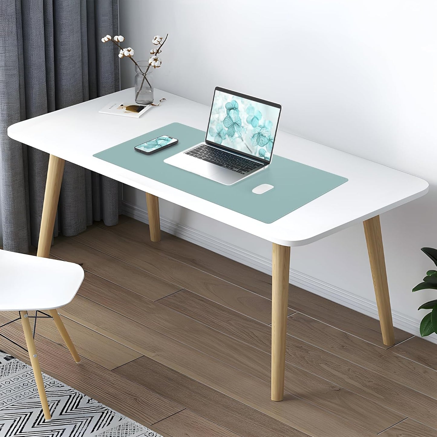 AFIING Large Desk Mat 47" x 17", Dual-Sided Natural Cork & PU Leather Desk Pad, Non-Slip Waterproof Mouse Pad for Office, Home & Gaming, Black