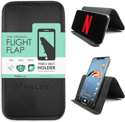 Flight Flap Airplane Phone Holder, Flexible Cell Phone Holder, Folding Cellphone Stand for Desk, Bed, Office, Treadmill - Airplane Gadgets for Long Travel Accessories - Plane Essentials (Green)