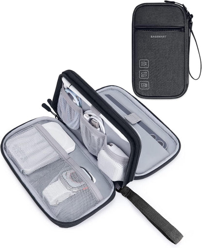 BAGSMART Cord Organizer Travel Cable Organizer Bag Tech Electronic Organizer Travel Case, Travel Essentials for Charger, Cable, Phone, Flash drive, Single Layer - Black