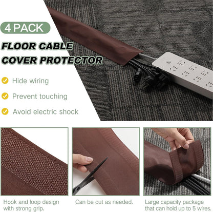 WILLBOND Carpet Cord Cover Cable Protector Floor Cover Cable Protector Management Only for Commercial Office Carpet(19.69 ft,Black)