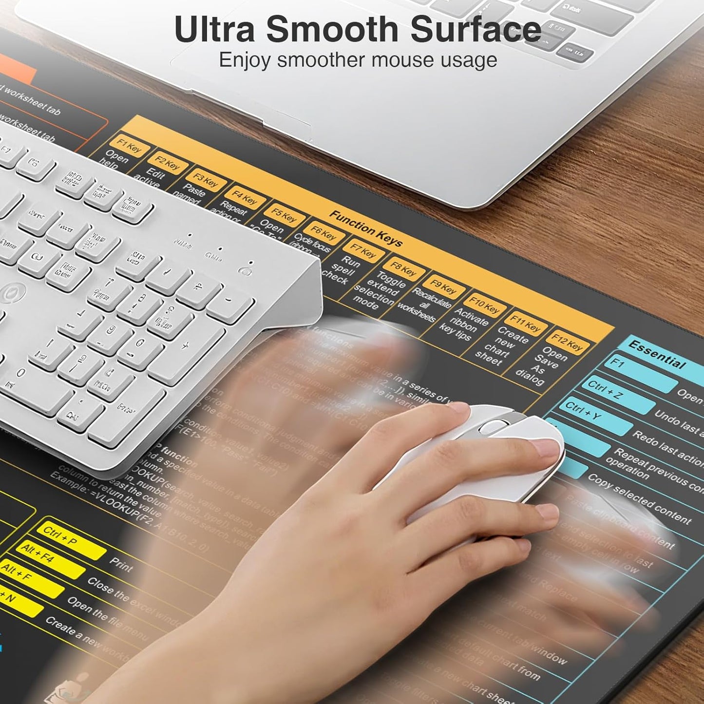 Wireless Charging Mouse Pad with Foldable Phone Holder, 31.5"x15.8" Large Desk Mat for Laptop/Keyboard, Waterproof Ultra-Smooth Surface, Non-Slip Base, Black