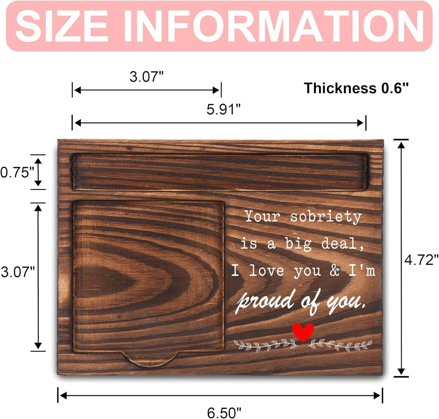 Inspirational Motivational Gifts, Encourage Gifts, Recovery Gifts, Little Reminders Sticky Note Holder, Post-it Note Dispenser for Desk, Wooden Post-it Note & Pen Holder 6.5" x 4.7" - FTA121
