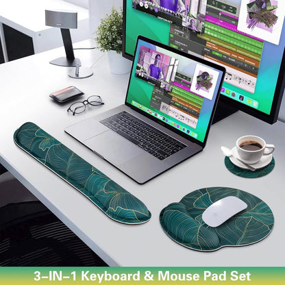 Ergonomic Keyboard Wrist Rest, Mouse Pad with Wrist Rest Anime, Cat Gaming Mousepad with Wrist Support, Memory Foam Wrist Rest Set for Computer Keyboard, Funny Cute Office Desk Accessories
