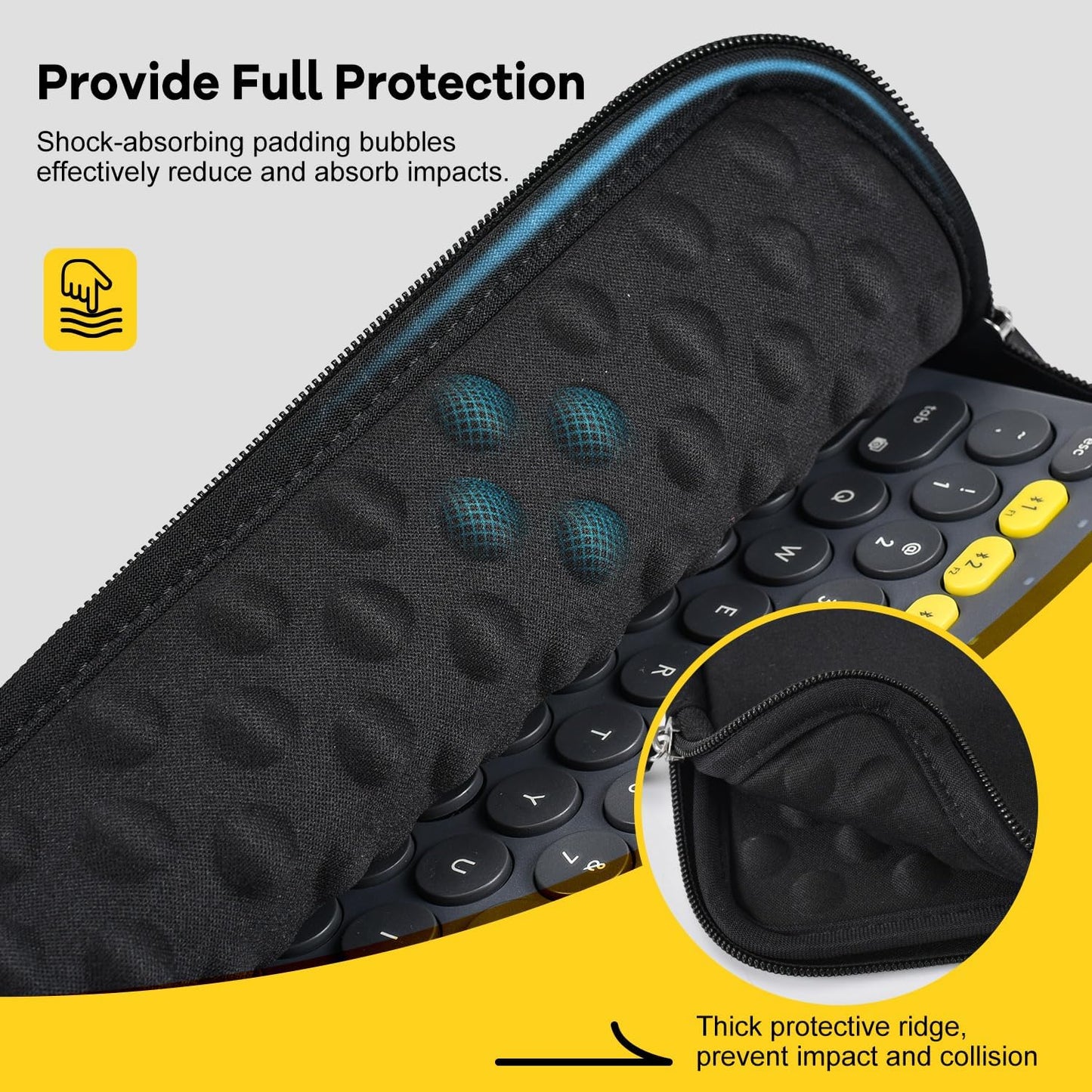 DAMMOMKO Logitech K380 Keyboard Sleeve Case Cover for Logitech Pebble Keys 2 K380s & K380 Bluetooth Keyboard, Neoprene Keyboard Travel Case Padded Shockproof Protective Bag, Black