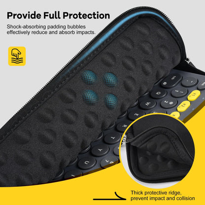DAMMOMKO Logitech K380 Keyboard Sleeve Case Cover for Logitech Pebble Keys 2 K380s & K380 Bluetooth Keyboard, Neoprene Keyboard Travel Case Padded Shockproof Protective Bag, Black