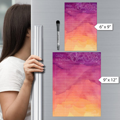 Dry Erase Daily Schedule Planner Sticker Decal by Glassboard Studio | Removable & Reusable | Magnetic Fine-Tip Marker Included (9 x 12 inches, White)