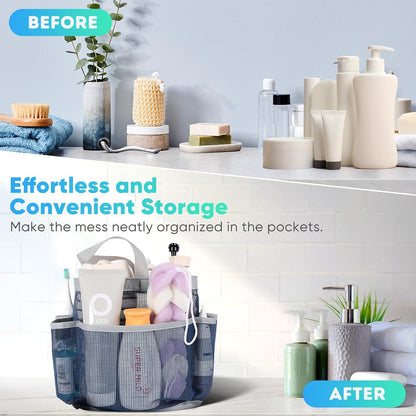 EUDELE Mesh Shower Caddy Portable for College Dorm Room Essentials, Shower Caddy Dorm with 8-Pocket Large Capacity for Beach, Swimming, Gym, Travel essentials