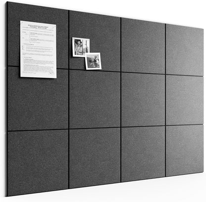 Bumusty Large Cork Board Alternative-48 x 36" Felt Bulletin Board Tiles, with 30 Pushpins, 70 Adhesive Tabs, Bold-Stripe 12-Pack, Cork Boards for Office Push Pin Board Felt Board-Carbon Blue