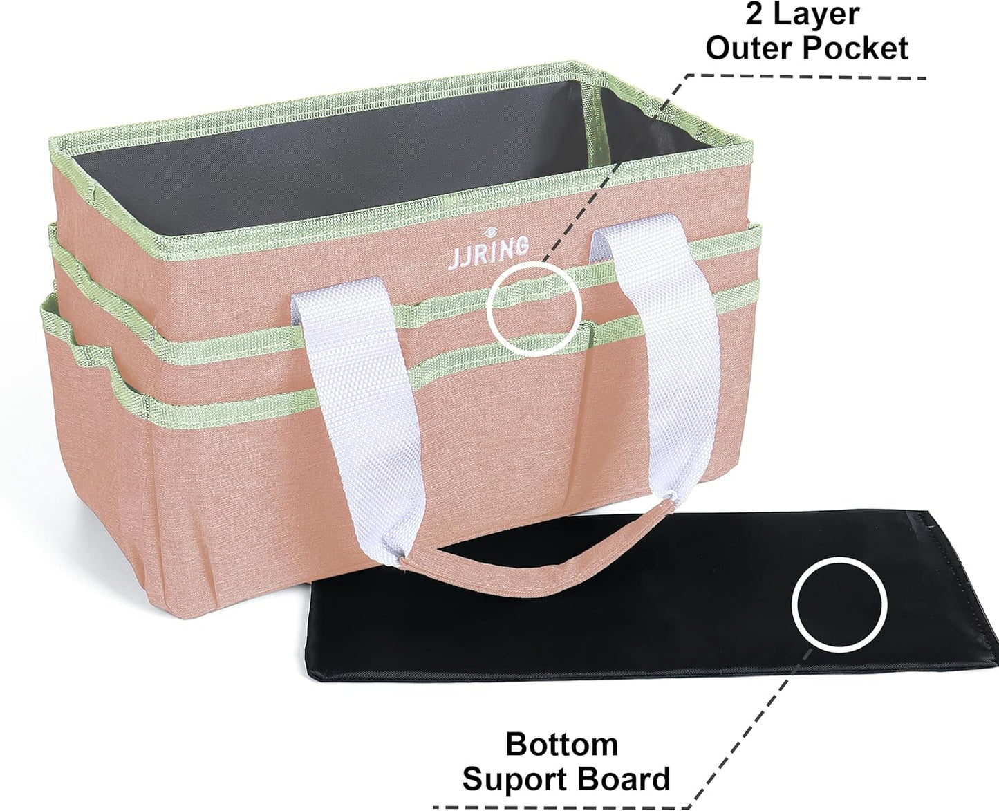 JJRING Craft Organizer Tote Bag for Art Storage, Caddy with Multiple Pockets, Bluish Green Sewing Bag for Scrapbooking, School, Medical, and Office Supplies