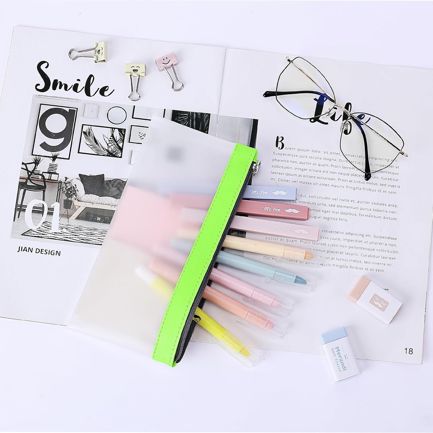 Mr. Pen- Clear Pencil Pouch, 8.50"x4.25", 3 Pack, Durable TPU Material, Medium Water-Resistant Pencil Bags with Smooth Zipper, Multipurpose Clear Pouch for Stationery, School, Office, Travel Supplies