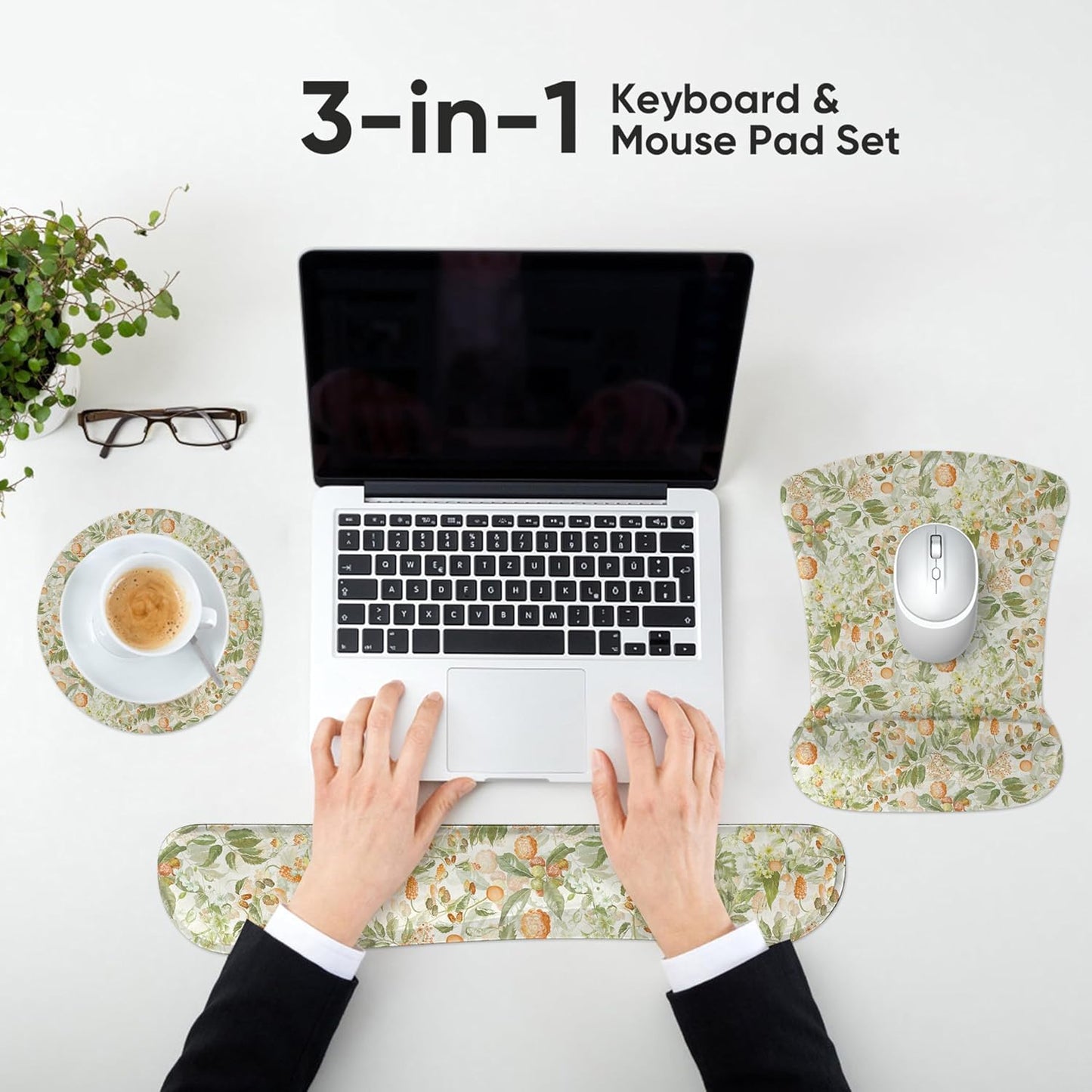 RICHEN Keyboard Wrist Rest Pad and Mouse Wrist Rest Support Mouse Pad Set,Sturdy & Comfortable & Lightweight for Easy Typing & Pain Relief-Ergonomic Support (Brown)