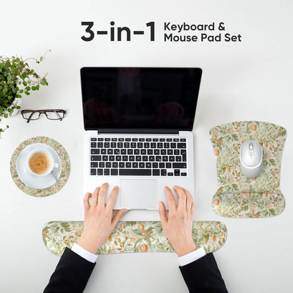 RICHEN Keyboard Wrist Rest Pad and Mouse Wrist Rest Support Mouse Pad Set,Sturdy & Comfortable & Lightweight for Easy Typing & Pain Relief-Ergonomic Support (Brown)