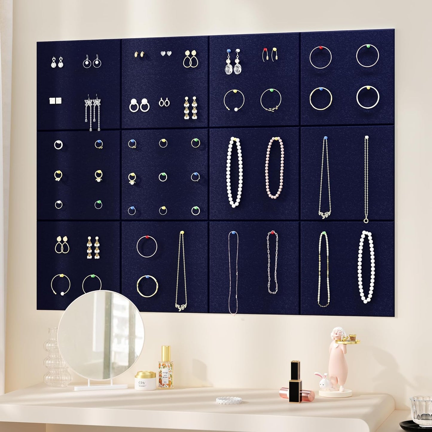 Neatsure Large Cork Board for Wall, Black Felt Bulletin Board with Pushpins, 36" x 24" 6 Panels Wall Tiles, Tack Push Pin Boards for Office