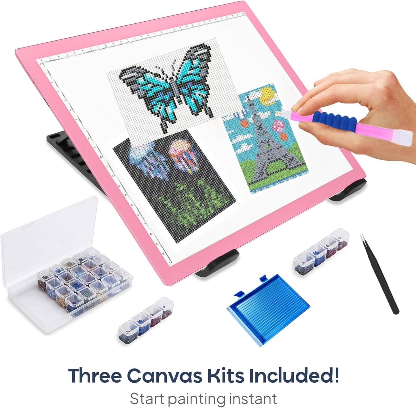 iVyne Rechargeable A4 Light Pad for Tracing & Weeding - LED Light Board for Weeding Vinyl - for Cricut Vinyl Weeding Tools - Ultra-Thin & Portable - Perfect for Artists & Crafters - Pink
