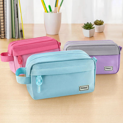 Sooez Original High Capacity Pencil Case, Big Pencil Bag Pouch Box Organizer Pen Case, Aesthetic Supply for Girls Adults, Portable Journaling Supplies with Easy Grip Handle & Loop, Mint Green