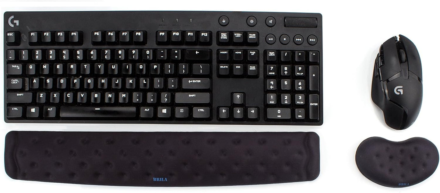 BRILA Memory Foam Mouse & Keyboard Wrist Rest Support Pad Cushion Set for Computer, Laptop, Office Work, PC Gaming - Massage Holes Design - Easy Typing Wrist Pain Relief (Nebula)
