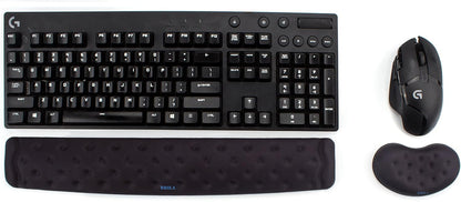 BRILA Memory Foam Mouse & Keyboard Wrist Rest Support Pad Cushion Set for Computer, Laptop, Office Work, PC Gaming - Massage Holes Design - Easy Typing Wrist Pain Relief (Nebula)
