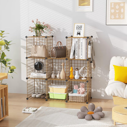 C&AHOME Wire Cube Storage, 6 - Cube Organizer Metal C Grids, Modular Shelves Units, Storage Bins Shelving, Closet Organizer, Ideal for Home, Office, Living Room, 36.6”L x 12.4”W x 36.6”H Black