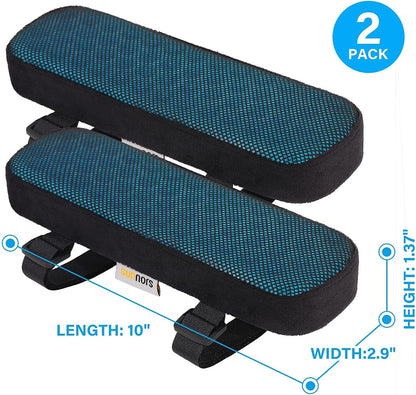 Memory Foam Chair Armrest Pad, Comfy Office Chair Arm Rest Cover for Elbows and Forearms Pressure Relief(Set of 2)