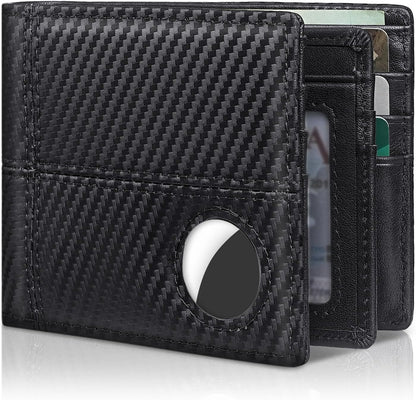 Mens Wallet With AirTag Holder, Bifold Leather RFID Blocking 1-2 ID Windows 12-13 Card Holders, Gift Box and Screen Protector Included, AirTag Not Included