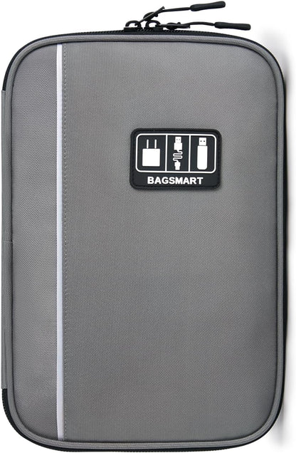 BAGSMART Large Electronics Travel Organizer Case, Tech Accessories Cord Storage Bag for Phone, Power Bank, SD Card, Cables, Black
