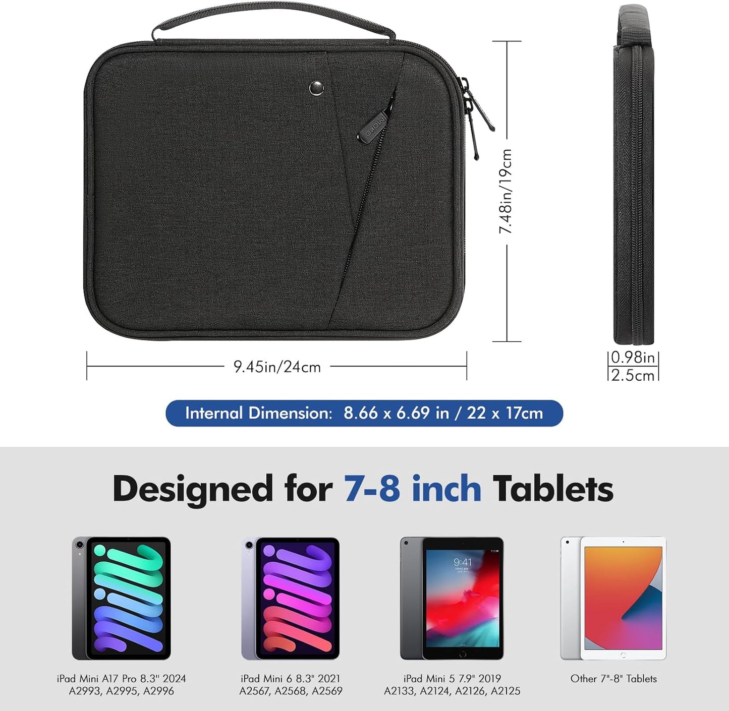 MoKo 9-11 Inch Tablet Sleeve Carrying Case with Handle, Padded Protective Travel Bag for New 11-inch iPad Air 4 2026/Pro M5/ A16, iPad 10th/Air 5/4th 10.9, i-Pad 9/8th 10.2,Tab S9/S8 11, Black