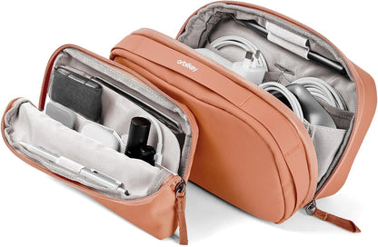 Orbitkey 2-in-1 Tech Accessory Pouch with Detachable Slim Sleeve – Travel Electronics Organizer for Cables, Chargers, Earbuds, Power Bank – Compact Gadget Bag & Portable Tech Storage Case (Terracotta)