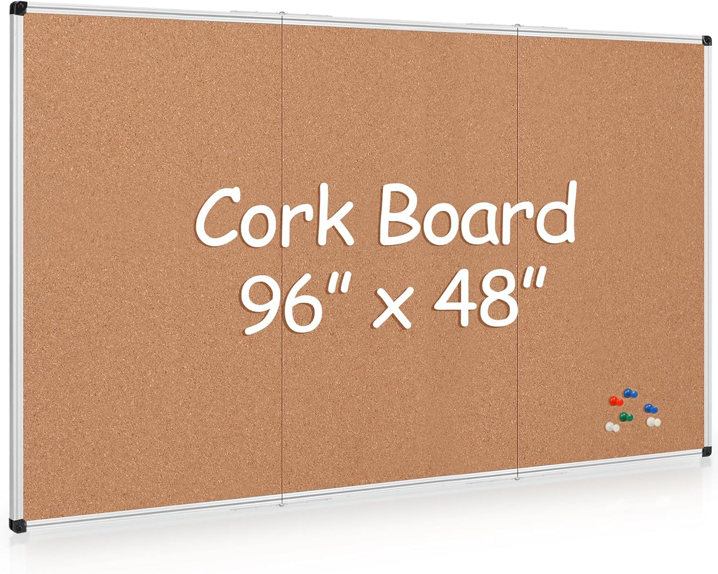 Bulletin Board 36 x 48, Silver Aluminium Framed 4x3 Large Wall Mounted Cork Office Notice Pin Board
