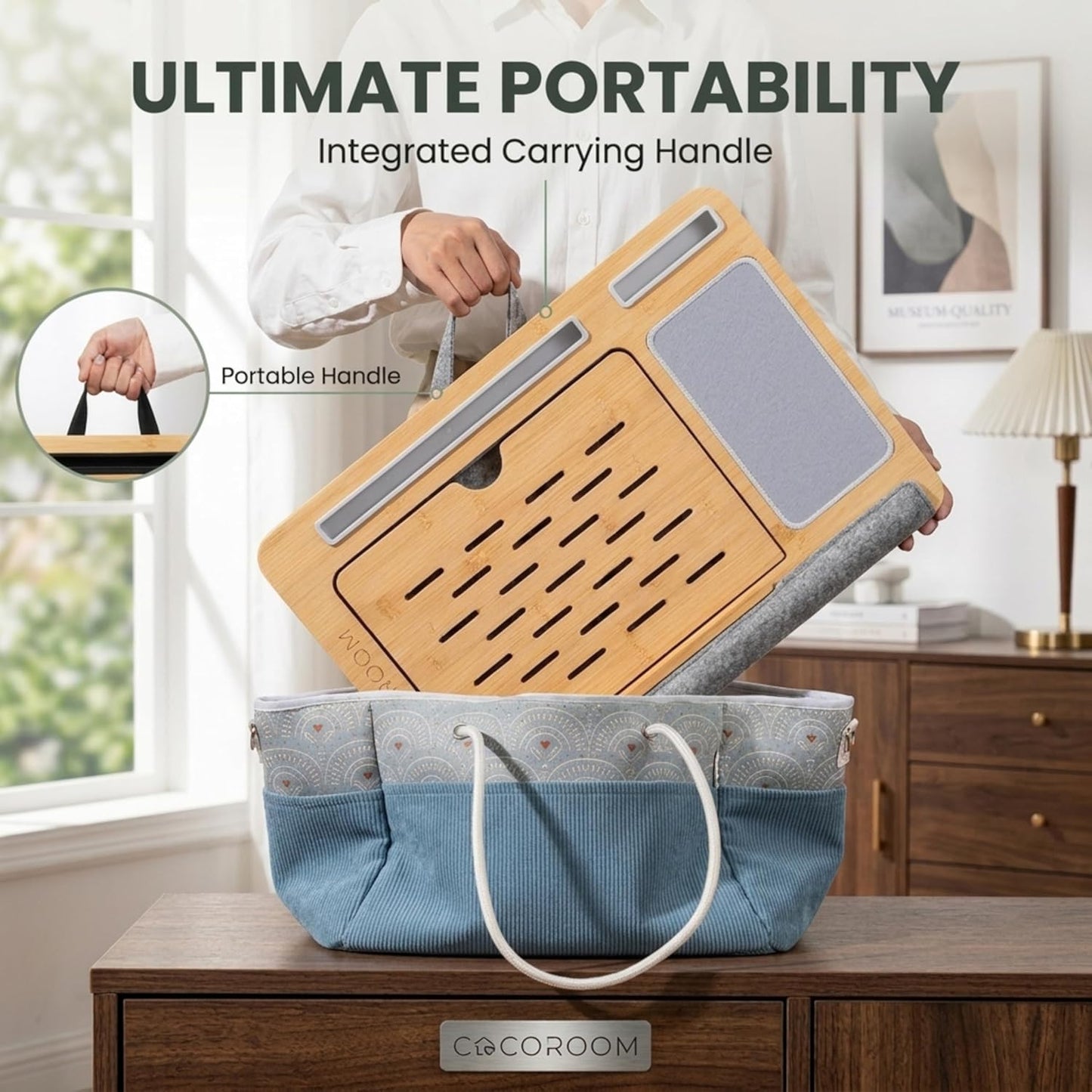 Lap Desk for Laptop – Bed Desk Tray Table with Cushion, 5 Angles, Phone & Tablet Holder, Mouse Pad & Ventilation – Laptop Stand, Lap Table, Couch Desk for 15”-17” Laptops (Black)