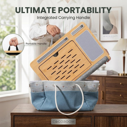 Lap Desk for Laptop – Bed Desk Tray Table with Cushion, 5 Angles, Phone & Tablet Holder, Mouse Pad & Ventilation – Laptop Stand, Lap Table, Couch Desk for 15”-17” Laptops (Black)