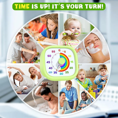 HIPPIH Visual Timer for Kids - 60 Minute Pomodoro Timers for Classroom Kitchen Office, Countdown Kids Timer Clock with Rainbow Disk, Desk Time Management Tool for Toddler with Silent Operation, Blue