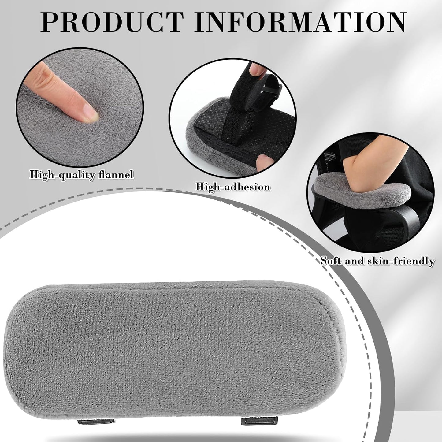 Threlaco 2 Pcs Office Chair Armrest Pads Soft Foam Office Chair Arm Covers Fluffy Flannel Gaming Armchair Armrest Cushion for Elbows and Forearms Support Pressure Relief(Gray)