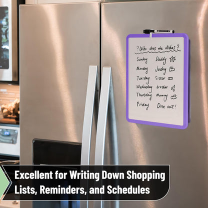 Mr. Pen- Dry Erase Board, 14” x 11” with a Black Dry Erase Marker, White Frame, Small Mini White Board for Students, Fridge, Wall, Locker, Includes Double Sided Tapes