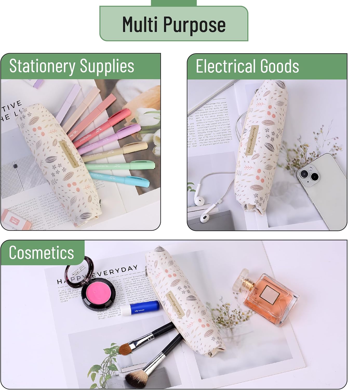 Mr. Pen- Cute Pencil Case Pouch, Multipurpose Canvas Bible Pencil Pouch, Smooth Zipper, Premium Material, Neat Stitches, Ideal for Stationery, Cosmetics, Electronics, School, Office, Travel