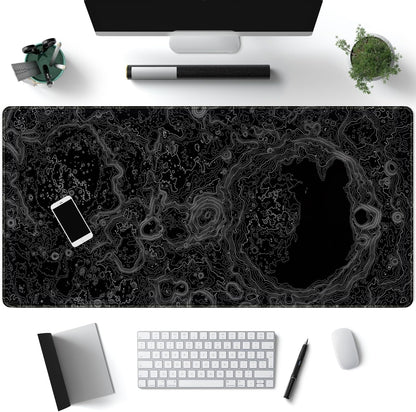 World Map Desk Mat Historical World Map Desk Pad Extra Large Computer Mouse Pad XL Black Topographic Mousepad Keyboard Pad for Desk Gaming Computer Laptop Office Non-Slip Desk Pad 31.5x11.8 in