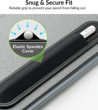 Stylus Holder for Apple Pencil 1st & 2nd, USB-C, Pro, and Slim Stylus – Rip-Resistant Elastic Sleeve, Microfiber Base, and 3M Adhesive for Attaching to iPad & Tablet Cases, Black